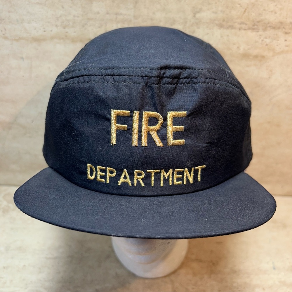 Vintage Fire Department Horace Small Hat USA Made SnapBack Cap Black Gold